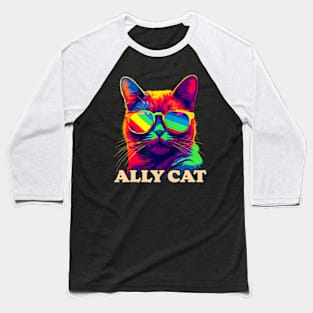 LGBT Cute Ally Cat Gay Pride LGBTQ Flag Pride Gear Baseball T-Shirt